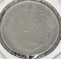 25 Kurus 1970 Turkey Coin