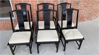 (6) black lacquered upholstered chairs-matches 46