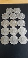 14 - Kennedy silver half dollars