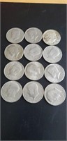 12 - Silver Kennedy half dollars