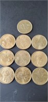 10 - Sacagawea one dollar coins
