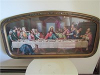 Vintage Last Supper print  33 x 16.5, under glass