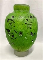 Green Signed Art Glass Vase