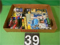 Flat Of Racing Cars & 2 Figurines