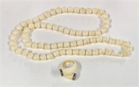 Pre 1940 Ivory Necklace and Ring