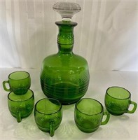 Deco Look Green Decanter with 5 Cups