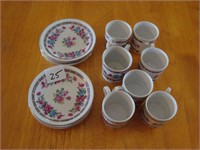 6 saucers, 7 cups, (1) broken Handle