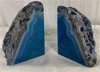 Turquoise Colored Polished Agate Bookends