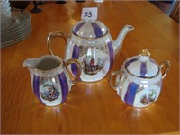 Schaller Bavarian Teapot - Sugar Bowl - Cream Dish