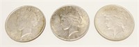 3x 1922 Peace Silver Dollars