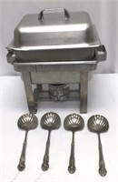 Chafing Dish with Sterno Cup, Four Serving Spoons