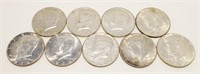 9x 1964 Silver Kennedy Half Dollars