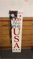 Wooden USA sign around 3’ tall. Donated by