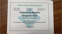 Clear Choice Chiropractic certificate good for 1