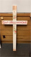 Wooden Cross decor around 3’ tall donated by