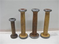 4 Antique Wood Spools 3 - 7" & 1 - 4.75"