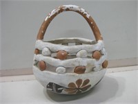 Vtg Acoma Pueblo Pottery Polychrome Jar w/ Handle