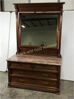 Marble Top Armoire & Mirror