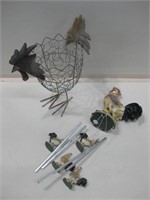 12.5" Tall Rooster Basket & Rooster Wind Chime