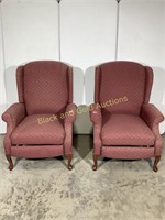 (2) Over Stuffed High Back Arm Chair Recliner