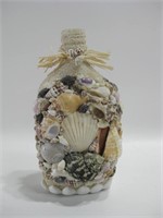 8" Tall Decorative Bottle Covered In Sand & Shells