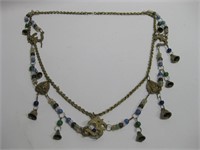 Vintage Brass & Glass Beads Tibetan Style Belt