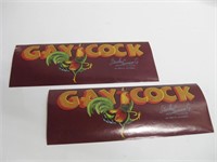 Two 11"x 4" Vintage Paper Gay Cock Labels