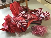 Ribbon bows and tissue paper