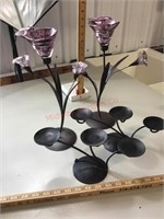 Tulip candle holders, pair of black candle stands