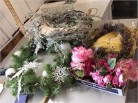 Holiday wreaths, floral decor