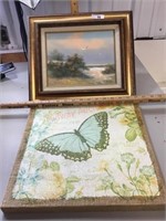 Butterfly picture, oil painting of seascape