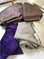 Brown curtains, fabric pieces