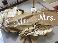 Burlap Mr and Mrs table decor
