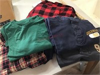 Men’s size L shirts, flannel sheet