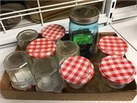 Jelly jars, blue ball jar