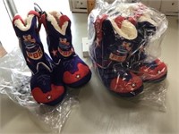 2 pair boot slippers adult small size 3/4