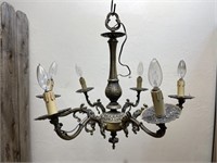 Vintage Metal Hanging Light Fixture -6 Bulb