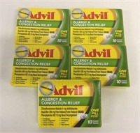 5 Packs Advil Allergy & Congestion Relief 10/pack