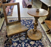 Primitive Oak Side Table and Chair.