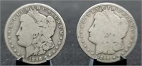 1890-O & 1898-S Morgan Silver Dollars