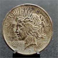 1921 Peace Silver Dollar, Key Date, Nice Coin w/