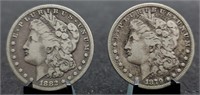 1879-S & 1882-S Morgan Silver Dollars