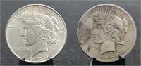1922-D & 1934-D Peace Silver Dollars