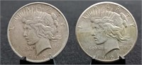1922 & 1926 Peace Silver  Dollars