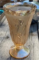 9" Iris and Herringbone Carnival Vase