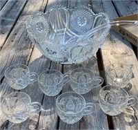 Pattern Glass Punch Bowl 12 1/2" w/Base