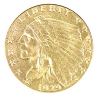 1929 $2-1/2 Quarter Eagle Gold Coin (Ch BU?)