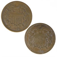 1865 & 1866 Two-Cent Coins