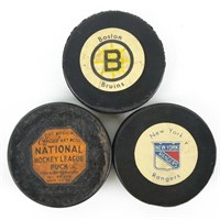 Vintage Hockey Pucks (Boston, N.Y. & NHL)