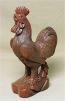 Glass Eyed Carved Wooden Rooster.